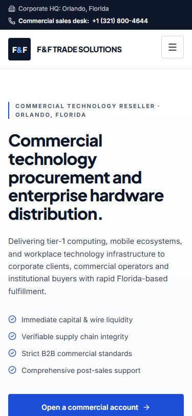 F&F Trade Solutions website on mobile